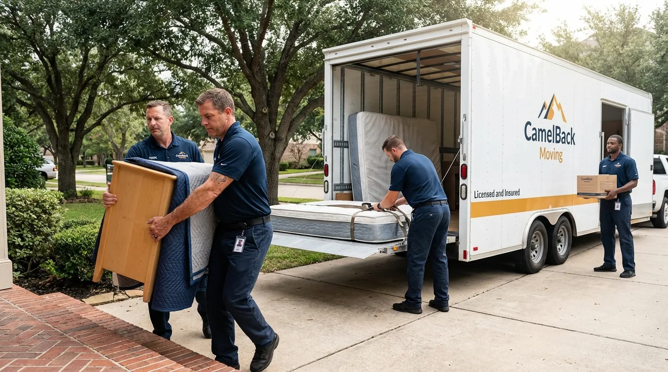 Crew loading residential truck for cross-state move from Wamego, KS