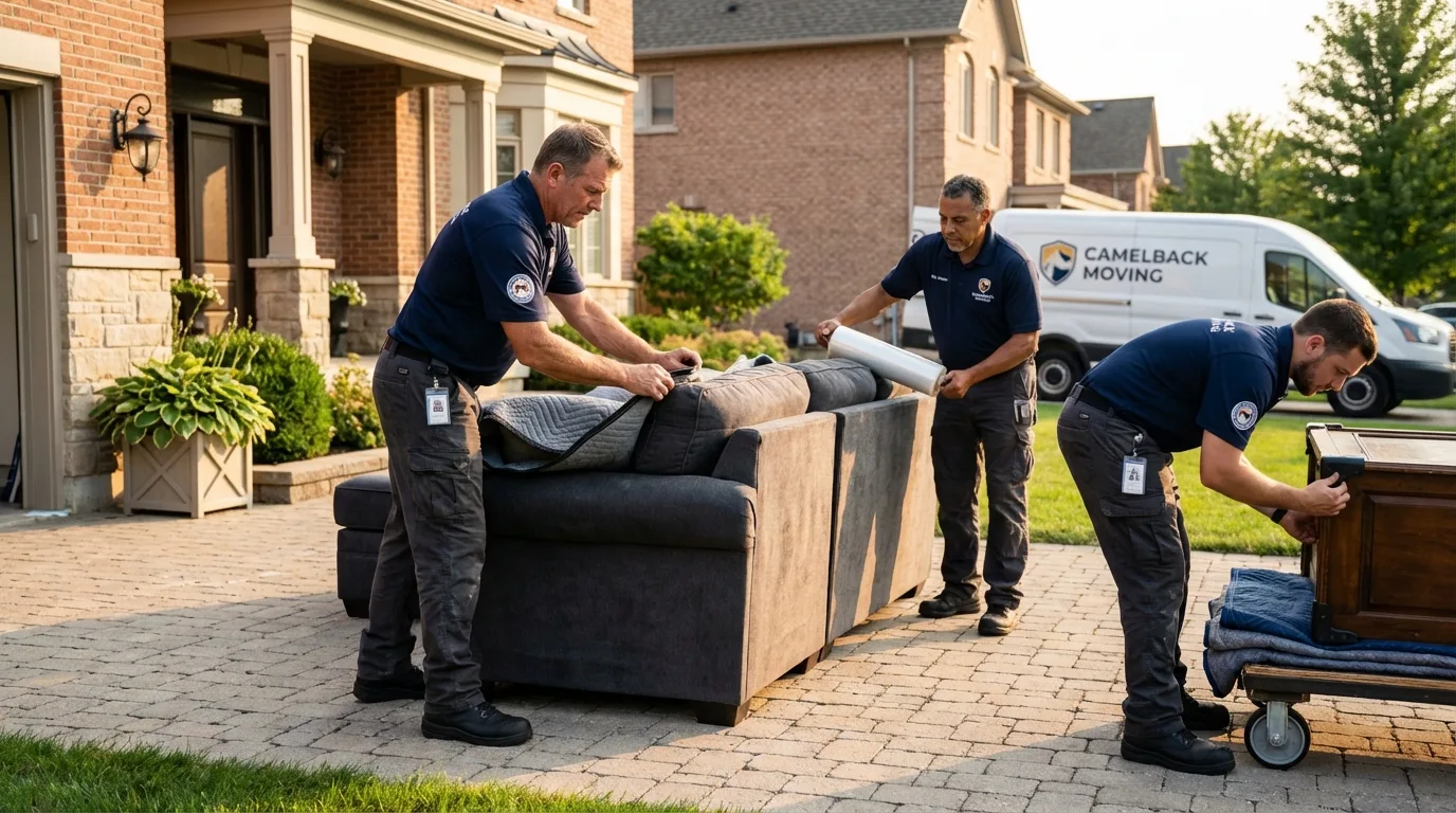 Large estate moving crew wrapping furniture in Wamego, KS