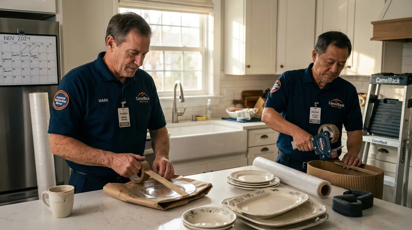Professional crew packing kitchen dishware in Wamego, KS